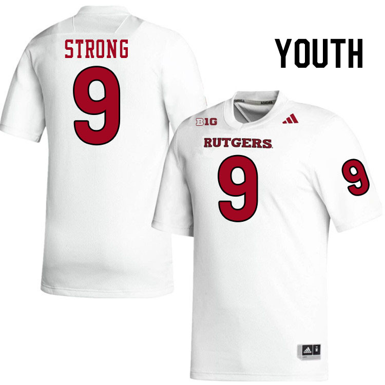 Youth #9 Ian Strong Rutgers Scarlet Knights 2024 College Football Jerseys Stitched-White